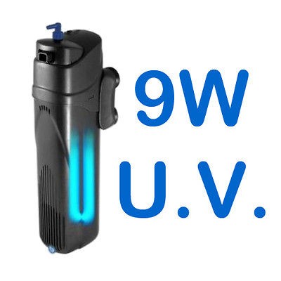 9W Aquarium Fish Tank UV Sterilizer Fully Submersible Up to 75 Gal 