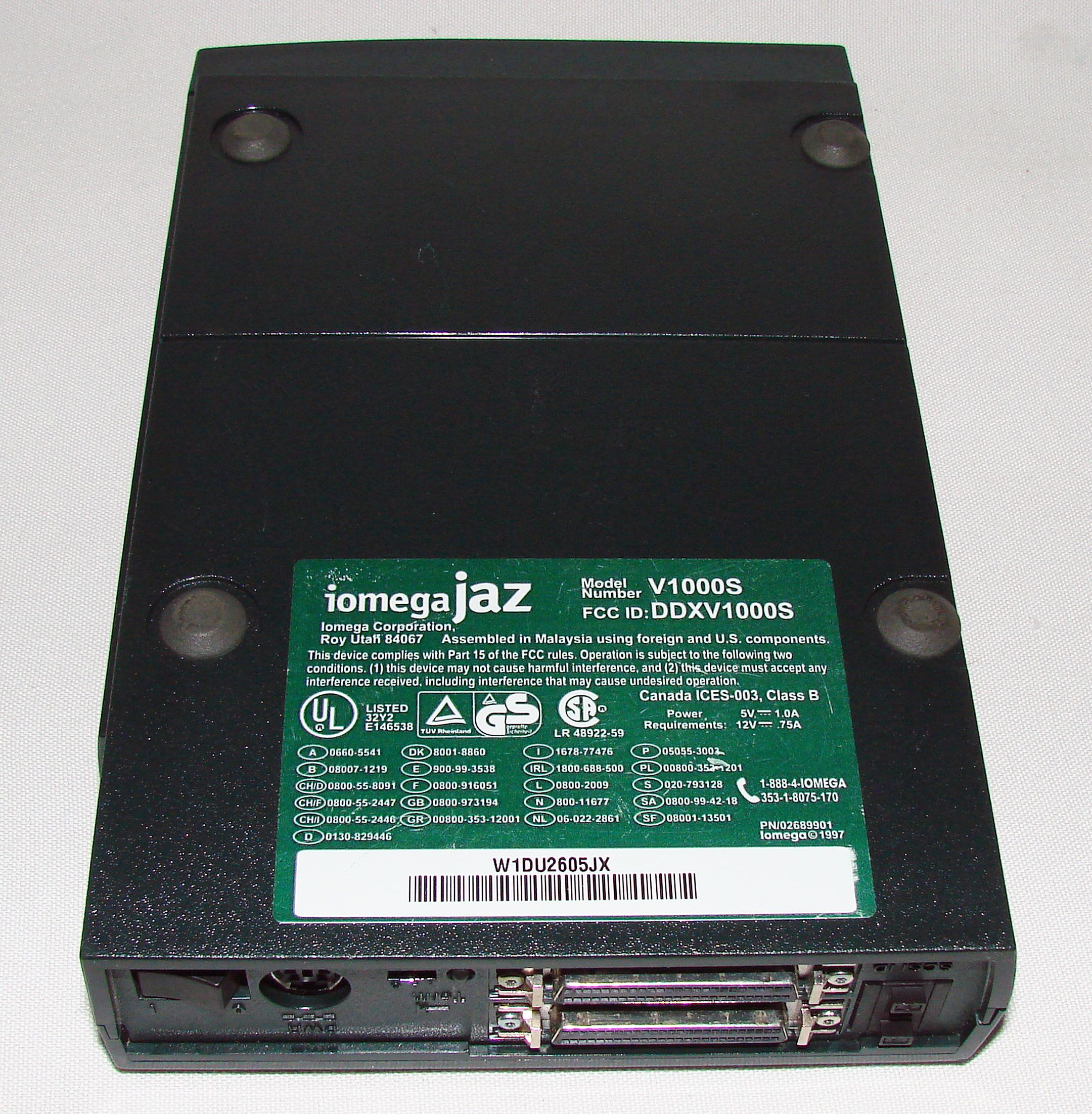 Iomega Jaz V1000S 1GB SCSI External Jaz Drive No Power Cable Sold as 