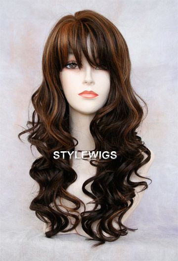   Blend Wig Curly Wavy Heat Safe Dark Brown Blonde Mix Sacr 4 27