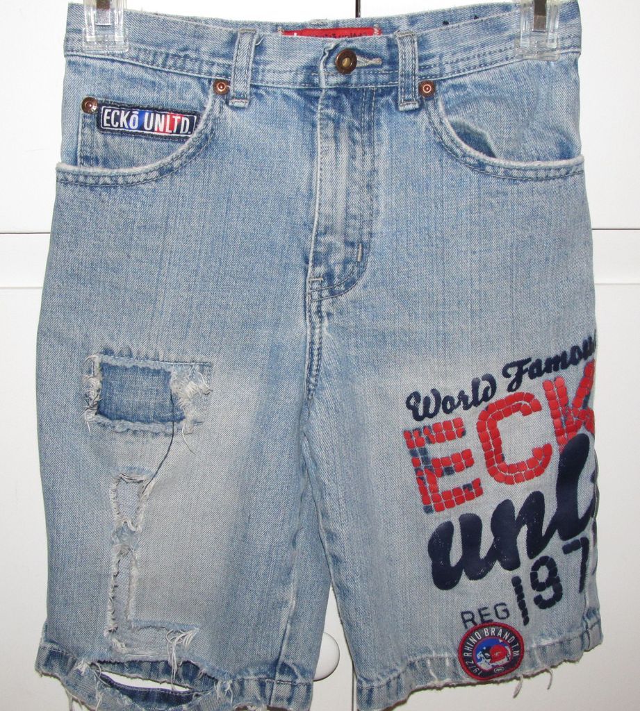   UNLTD. SHORTS denim jeans size 7 distressed holes ripped Rhino Brand