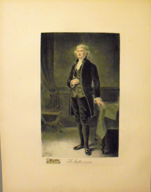 Large Original President Thomas Jefferson Gravure Hand Colored 