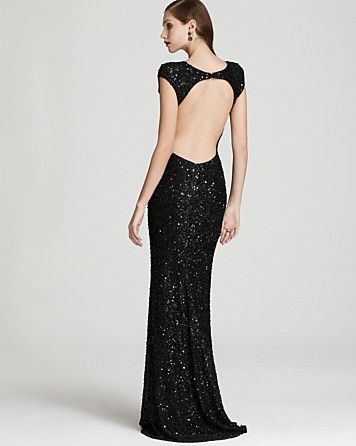 ABS Allen Schwartz Open Back Sequin Gown Size 12 NWD $570