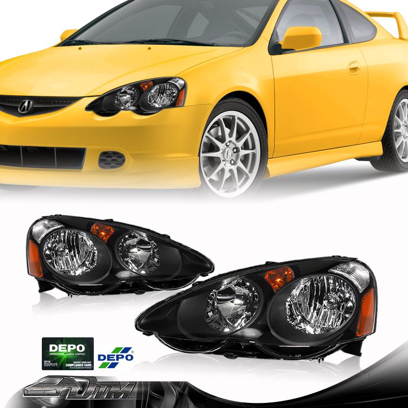   brand new of 02 03 04 acura rsx depo black housing clear lens amber
