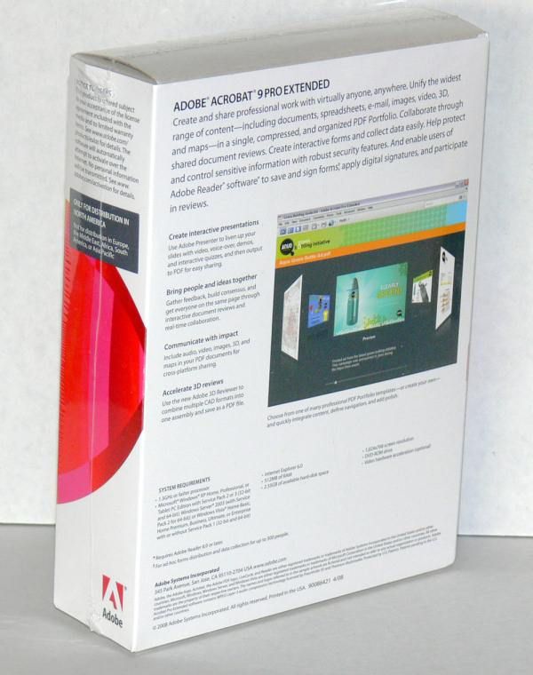 Adobe Acrobat 9 Pro Extended Windows PN 62000236