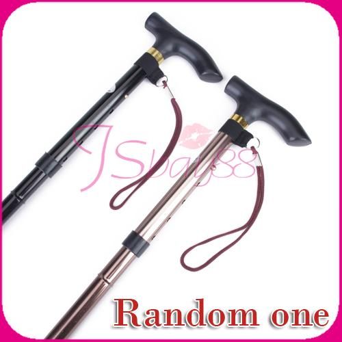 Folding Cane Adjustable Height Walking Camping Hiking Climbing Stick