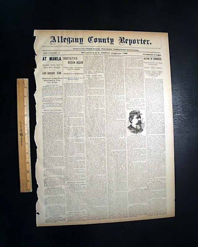 1899 Wellsville Newspaper Battle of Manila 1st Report Philippines 