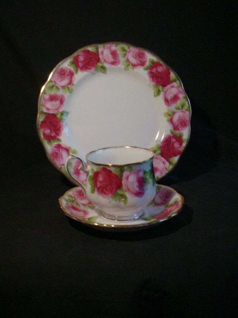 Old Royal Albert Bone China Old English Rose Trio Cup Saucer 8 Plate 