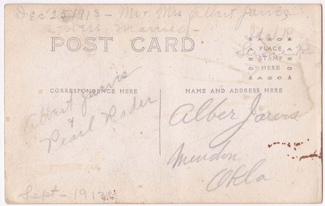 G10 807 Albert Jarvis Pearl Jarvis Pearl Rader OK 1913