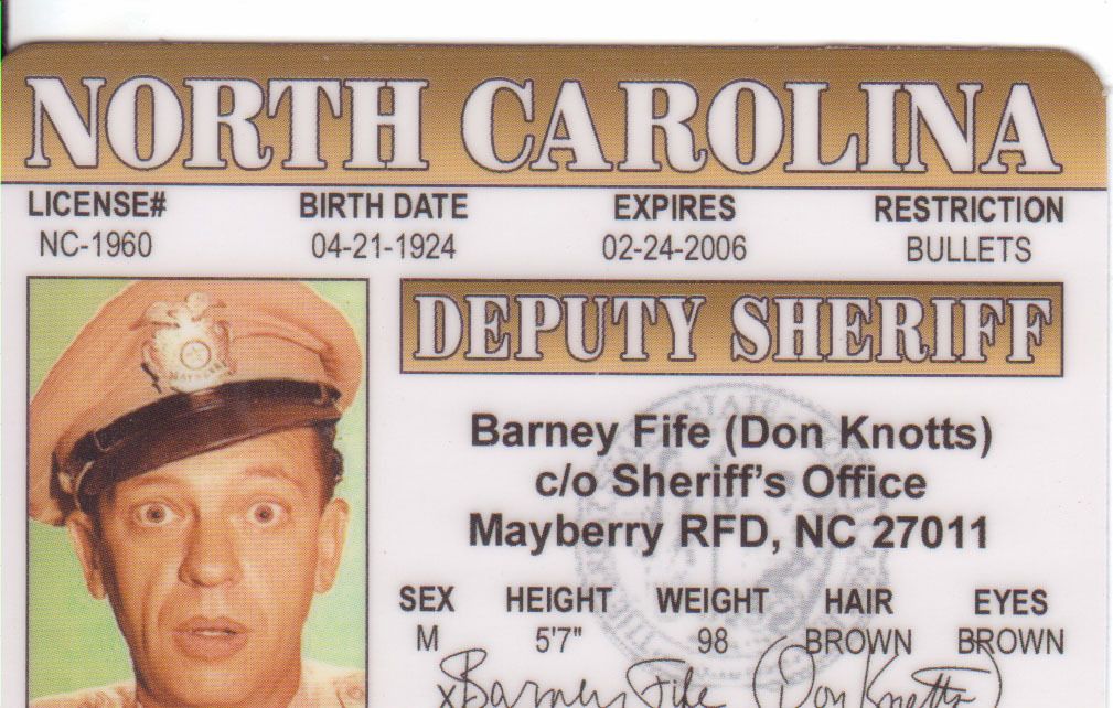 Barney Fife The Andy Griffith Show Plastic Collectors Card or Pick 