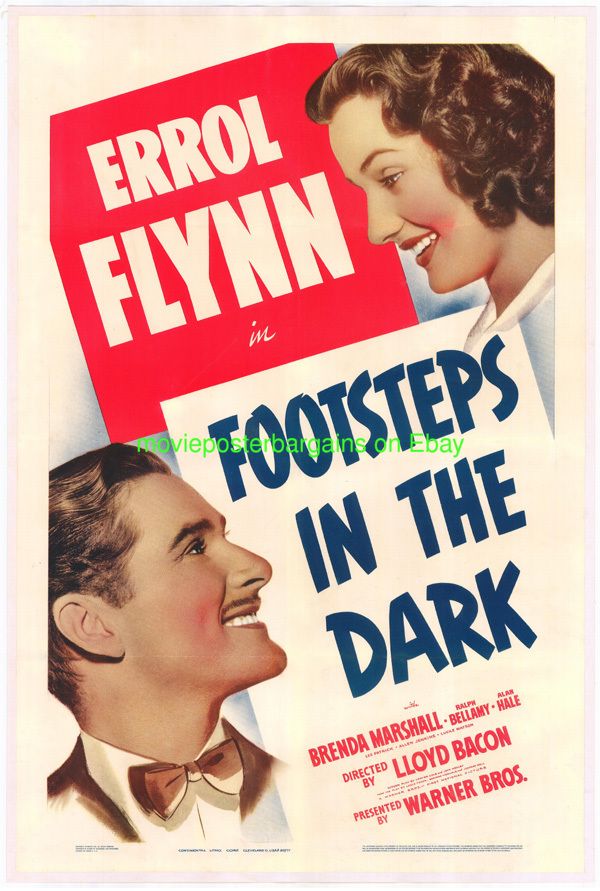 Footsteps in The Dark Movie Poster VF 1941 Errol Flynn