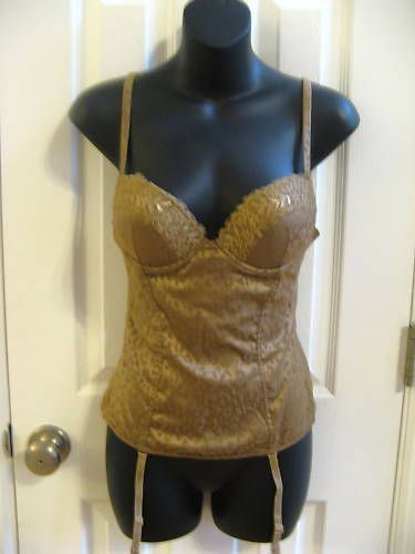 Victorias Secret Gold Leopard Bra Bustier Corset 34C