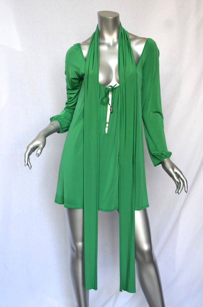 Philosophy Alberta FERRETTI Green Poet Scoop Neck Keyhole Shirt Top 