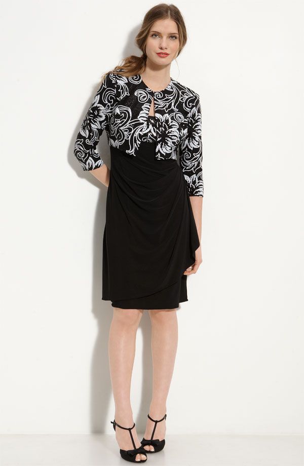 Alex Evenings Sequin Jersey Sheath Dress & Bolero (Plus) Size 22W