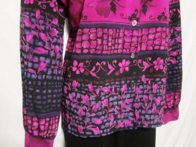 Allison Daley II Sz 16W Mauve Black Print Blouse Straight Style Side 