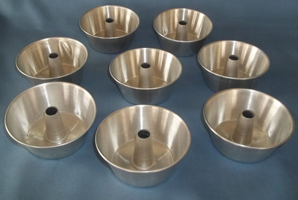 Lot of 8 Aluminum Mini Cake Angel Food Bundt Jello Pan Mold Tube Round 