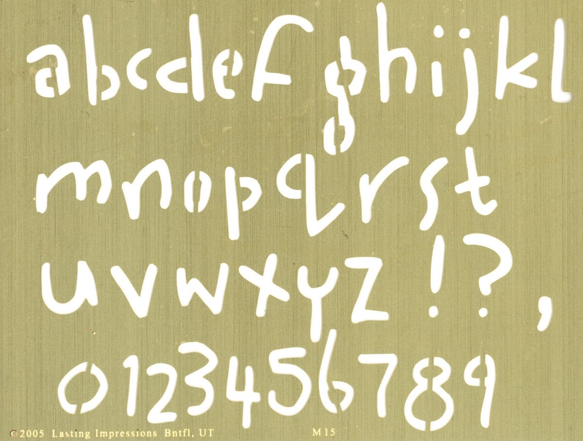   Brass Embossing Template 4.75X6 Tomboy Lowercase Alphabet