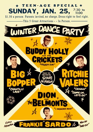 Buddy Holly Big Bopper Winter Dance Party 1959 Poster