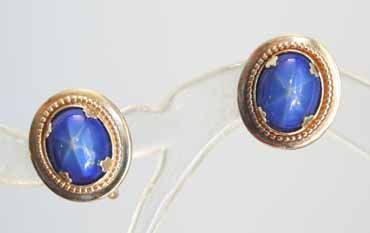 Amco 50s Sim Star Sapphire 14 K Gold Overlay Earrings