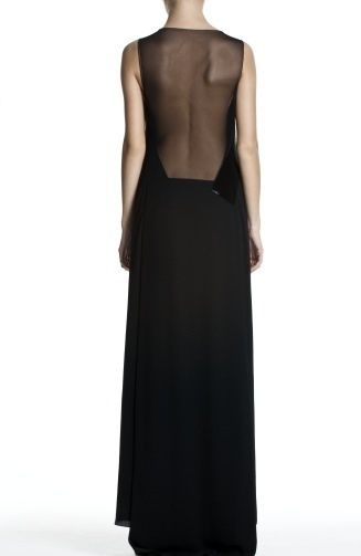 New Max Azria Black Woven Beaded Mesh Gown XXS $498