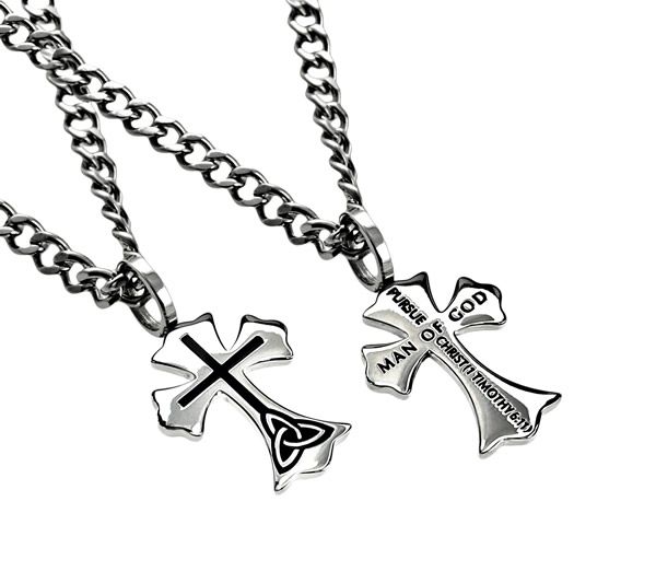   Man of God Trinity Cross Necklace 20 Flat Anchor Chain