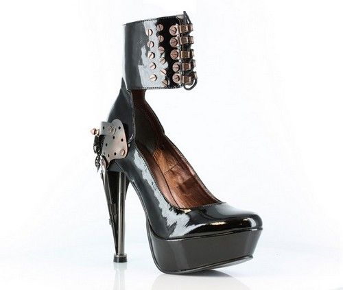   Steampunk Victorian Ankle Cuff Platform Metal Heels Pumps