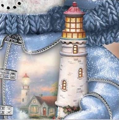 Thomas Kinkade Beacon of Hope Seaside Snowman Free s H