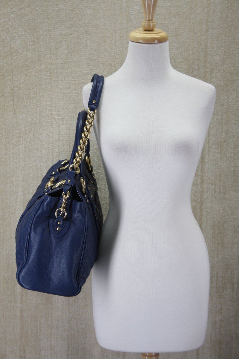 Marc Jacobs Quilted Classic Alyona Navy Lambskin Bag Leather Satchel 