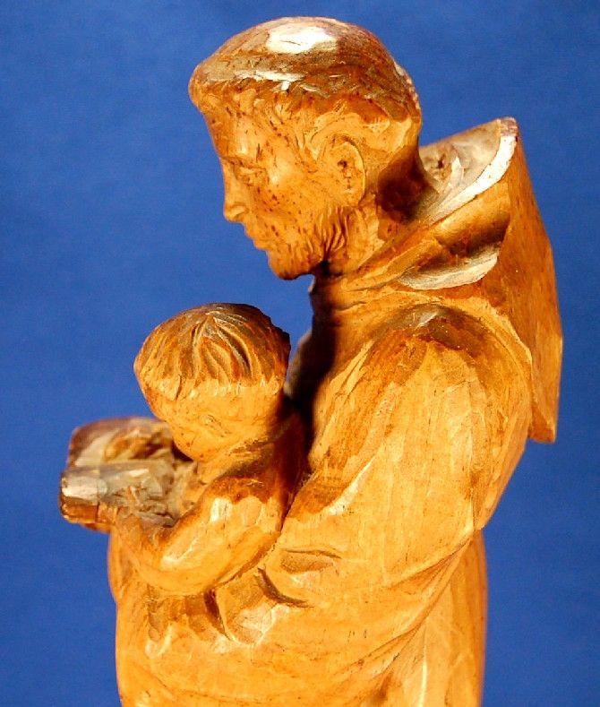   Listed Quebec Canadian Artist St Anthony Wood Sculpture Figure