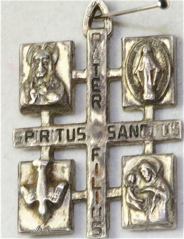 Vtg Sterling Silver Multi Medal Cross Mary Chris Anthon