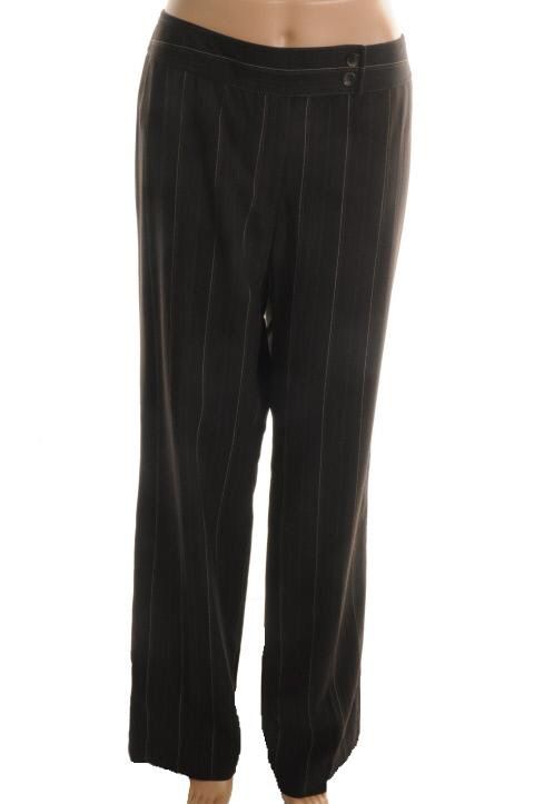 Anne Klein New Brown Pinstriped Wool Dress Pants 12 BHFO