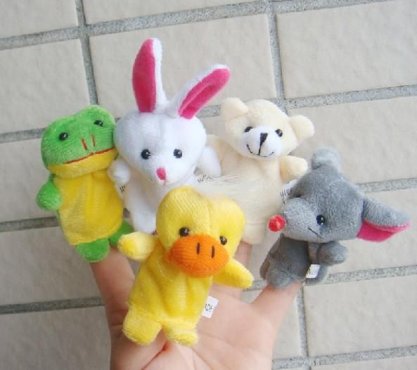 Hot 5X Animal Finger Puppet Baby Toys Plush Toys Soft Puppy Child 