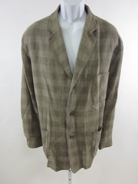 anthony tarassi green wool linen jacket blazer sz l