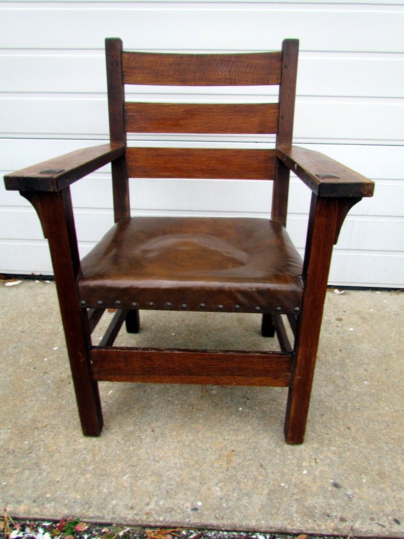 rare antique gustav stickley mission oak arm chair