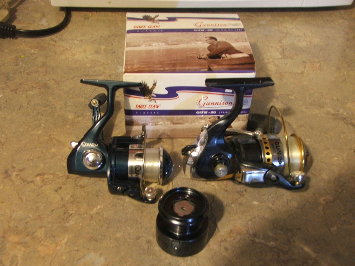 Lot of 2 Eagle Claw Gunnison GUN 20 Spinning Reel w Box Quantum Micro 