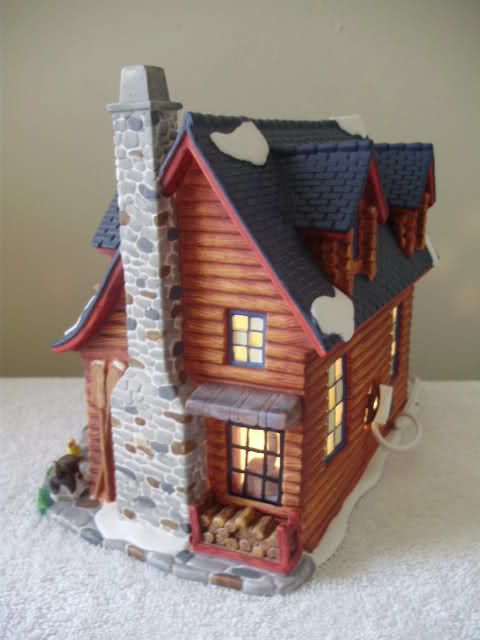   Village Christmas Village Log Cabin Boxed Light Included Unique