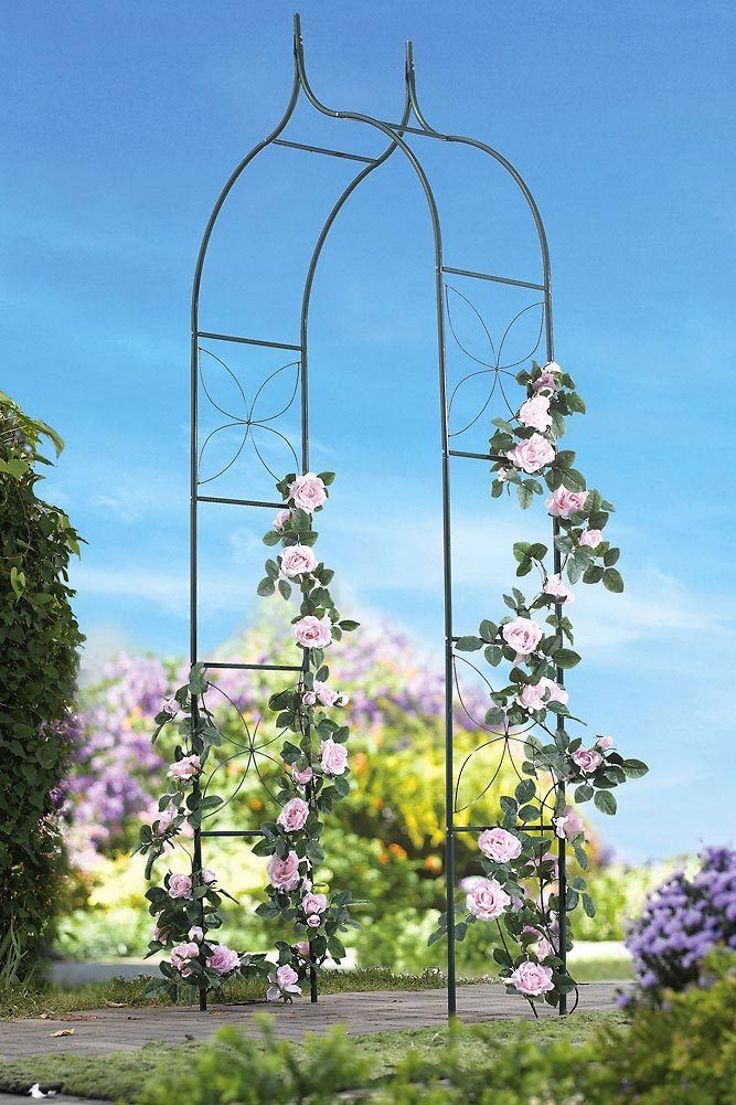   Green Verdigris Finish Metal Iron Outdoor Garden Arched Trellis