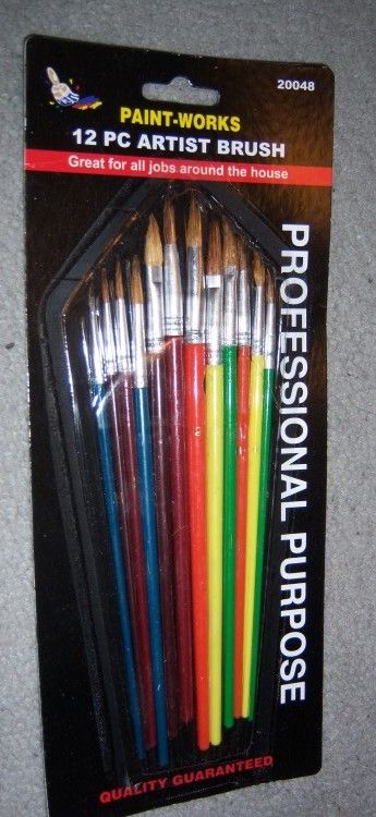 12 PC Artists Brushes Professional Purpose Sz 1 12