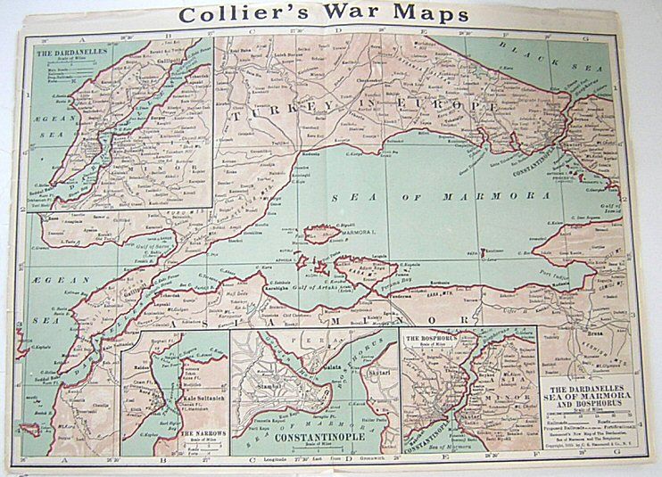 1914 Collier Encyclopedic Atlas Gazetteer WWI War Maps