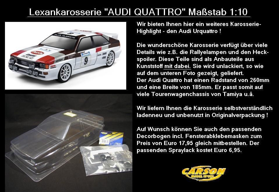 Audi Quattro Rally Lexankarosserie UR Quattro 1 10 Neu