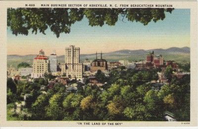 Vintage POSTCARD Business Section ASHEVILLE, Unused