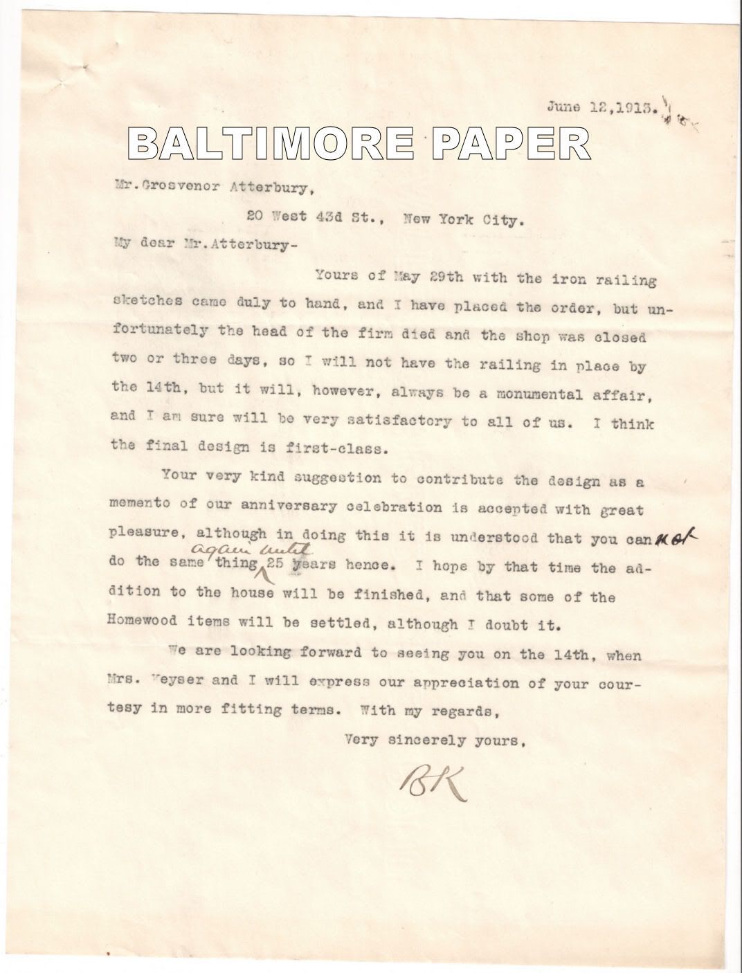 Atterbury Architecture Keyser Maryland History Letters