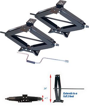 5000 lb 24 inch Trailer Leveling Scissor Jacks with Crank Handle 