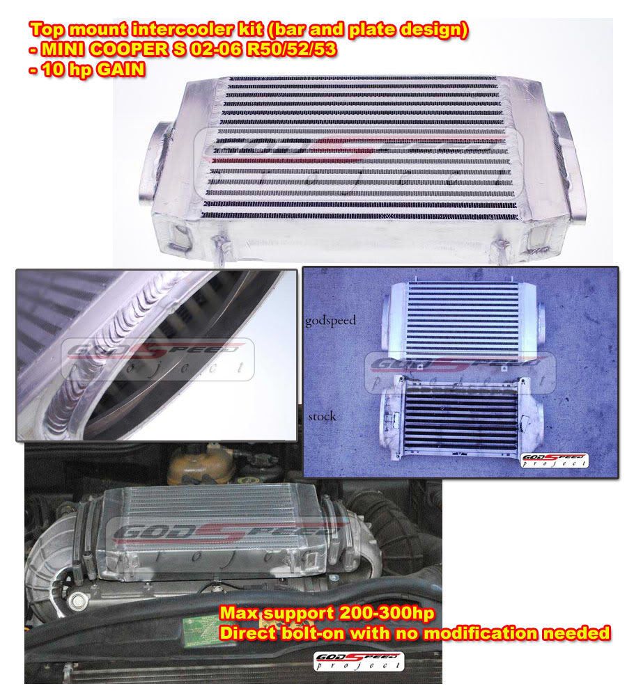   Top Mount Intercooler Mini Cooper s 02 06 R52 R53 Supercharger