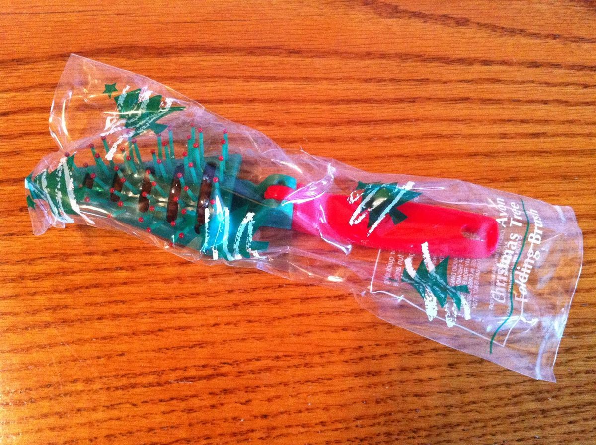 RARE 1994 Avon Christmas Tree Folding Hair Brush