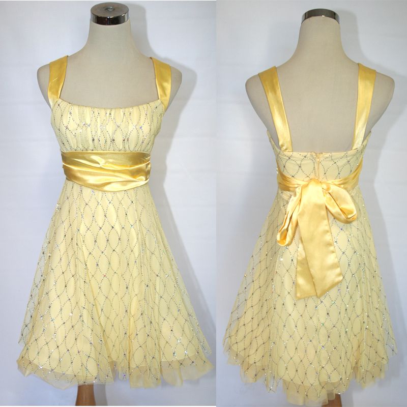 NWT B DARLIN 80 Yellow Juniors Party Prom Dress 9