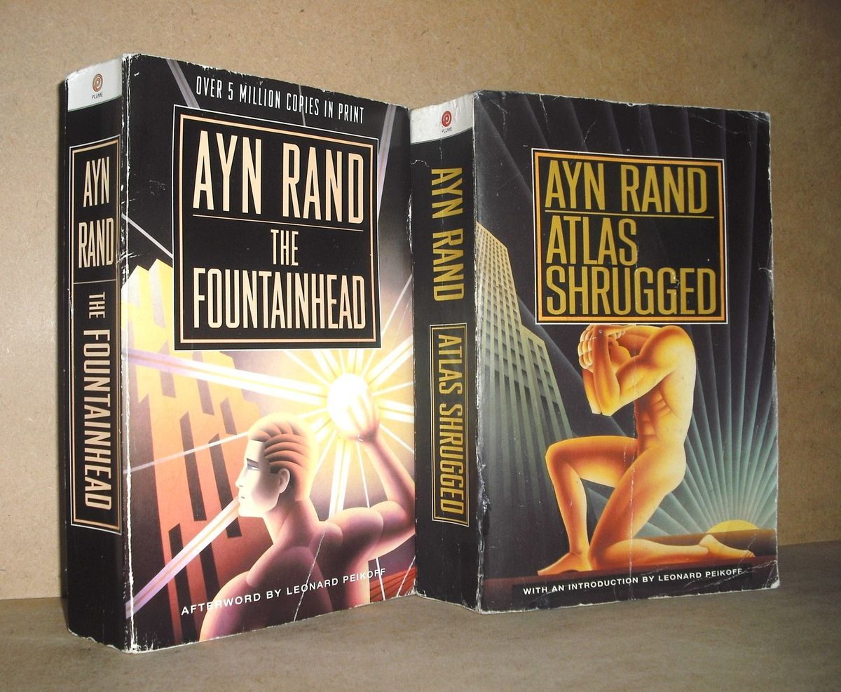 Ayn Rand Lot Atlas Shrugged The Fountainhead Trade Size Softcovers 