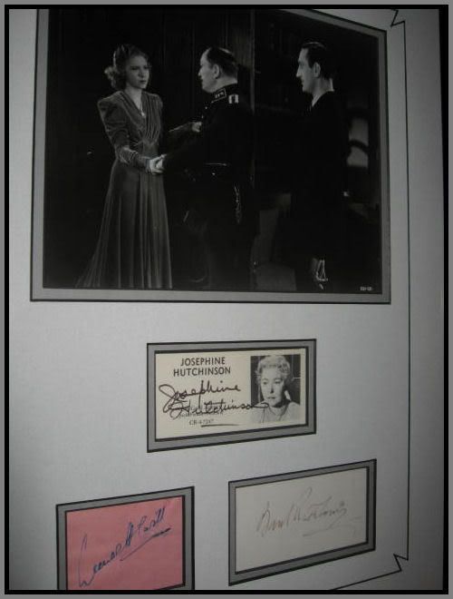   DISPLAY  AUTOGRAPHS, KARLOFF, ATWILL, HUTCHINSON, RATHBONE