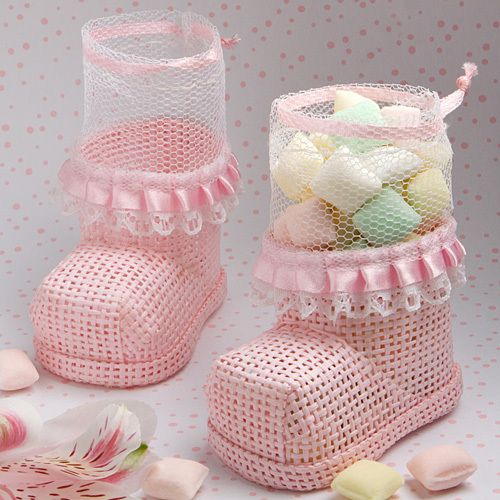 500 Baby Shower Favors Pink Baby Bootir Mesh Bags Wholesale Lot