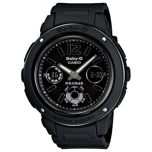 Casio Baby G Ana Digi Black Dial Resin Strap World Timer Womens Watch 