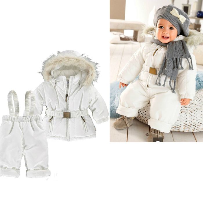 Baby Boy Girls winter Quilted Snow Ski Suit Jacket Brace Pant 2pcs 
